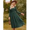imageGRACE KARIN Womens Long Sleeve Midi Dress 2025 Fall Casual Crewneck Knit Button Flowy A Line Dresses with PocketsDark Green