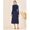 imageGRACE KARIN Womens Long Sleeve Midi Dress 2025 Fall Casual Crewneck Knit Button Flowy A Line Dresses with PocketsNavy Blue