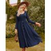 imageGRACE KARIN Womens Long Sleeve Midi Dress 2025 Fall Casual Crewneck Knit Button Flowy A Line Dresses with PocketsNavy Blue