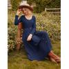 imageGRACE KARIN Womens Long Sleeve Midi Dress 2025 Fall Casual Crewneck Knit Button Flowy A Line Dresses with PocketsNavy Blue