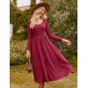 imageGRACE KARIN Womens Long Sleeve Midi Dress 2025 Fall Casual Crewneck Knit Button Flowy A Line Dresses with PocketsWine Red