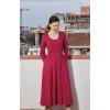 imageGRACE KARIN Womens Long Sleeve Midi Dress 2025 Fall Casual Crewneck Knit Button Flowy A Line Dresses with PocketsWine Red