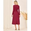 imageGRACE KARIN Womens Long Sleeve Midi Dress 2025 Fall Casual Crewneck Knit Button Flowy A Line Dresses with PocketsWine Red