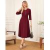 imageGRACE KARIN Womens Wear to Work Dresses Funeral Dress 34 Sleeve Zipper Front Empire Waist Aline Dress with PocketsDark Red