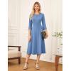 imageGRACE KARIN Womens Wear to Work Dresses Funeral Dress 34 Sleeve Zipper Front Empire Waist Aline Dress with PocketsGray Blue