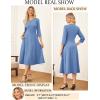 imageGRACE KARIN Womens Wear to Work Dresses Funeral Dress 34 Sleeve Zipper Front Empire Waist Aline Dress with PocketsGray Blue