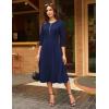 imageGRACE KARIN Womens Wear to Work Dresses Funeral Dress 34 Sleeve Zipper Front Empire Waist Aline Dress with PocketsNavy Blue