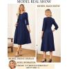 imageGRACE KARIN Womens Wear to Work Dresses Funeral Dress 34 Sleeve Zipper Front Empire Waist Aline Dress with PocketsNavy Blue