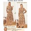 imageWomens Floral Dress for Women 2025 Fall Midi Dress Casual Long Sleeve V Neck A Line Flowy Shirt Dresses with PocketDark Orange Floral Black White