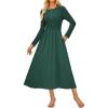 imageGRACE KARIN 2025 Fall Womens Long Sleeve Midi Dresses Patchwork Ribbed Knit Button Casual Flowy Dresses Pockets DailyDark Green