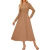 imageGRACE KARIN 2025 Fall Womens Long Sleeve Midi Dresses Patchwork Ribbed Knit Button Casual Flowy Dresses Pockets DailyKhaki
