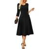 imageGRACE KARIN 2025 Wear to Work Dress for Women A Line Midi Fit 34 Sleeve Church Round Neck Business DressesBlack