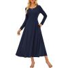 imageGRACE KARIN 2025 Womens Casual Long Sleeve Solid Flowy Flared A Line Maxi Dresses with PocketsNavy Blue