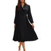 imageGRACE KARIN Womens 2025 Fall Long Sleeve Dress Casual V Neck Pleated A Line Flowy Midi DressesBlack