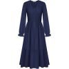 imageGRACE KARIN Womens 2025 Fall Long Sleeve Maxi Dresses Smocked V Neck Flowy Casual Dress with Pockets Wedding GuestNavy