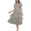 imageGRACE KARIN Womens 2025 Floral Summer Long Midi Dress V Neck Short Sleeve Ruffle Tiered Layered Boho Swing DressesBlackwhite Floral