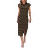imageGRACE KARIN Womens Casual Summer Dresses Striped Polo V Neck Cap Sleeve Side Slit Ruched Bodycon Stretch Midi DressesBrown