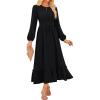 imageGRACE KARIN Womens Fall Dresses 2025 Long Sleeve Casual Maxi Boho Long Dress High Waisted ALine Ruffle Dress Elegant ClassyBlack