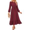 imageGRACE KARIN Womens Fall Dresses 2025 Long Sleeve Casual Maxi Boho Long Dress High Waisted ALine Ruffle Dress Elegant ClassyCherry Red