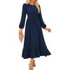 imageGRACE KARIN Womens Fall Dresses 2025 Long Sleeve Casual Maxi Boho Long Dress High Waisted ALine Ruffle Dress Elegant ClassyNavy Blue