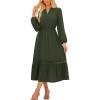 imageGRACE KARIN Womens Fall Dresses Lace V Neck Long Sleeve Tiered Flowy Maxi Dress Going Out Casual Dresses with PocketsArmy Green