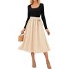 imageGRACE KARIN Womens Fall Long Sleeve Midi Dress 2025 Casual Square Neck Knit Belted A Line Flowy Elegant Going Out DressesBlack Apricot