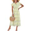 imageGRACE KARIN Womens Floral Boho Dress Hawaiian Dresse Short Sleeve V Neck Summer Beach Wedding Guest Swing Maxi SundressYellow Flower