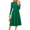 imageGRACE KARIN Womens Long Sleeve Fall Dress 2025 Mock Neck Midi Patchwork Dress Casual Wedding Guest Flowy Dresses PocketsGreen
