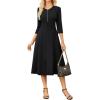 imageGRACE KARIN Womens Wear to Work Dresses Funeral Dress 34 Sleeve Zipper Front Empire Waist Aline Dress with PocketsBlack
