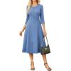 imageGRACE KARIN Womens Wear to Work Dresses Funeral Dress 34 Sleeve Zipper Front Empire Waist Aline Dress with PocketsGray Blue