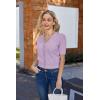 imageGRACE KARIN Cropped Cardigan Sweaters for Women Short Sleeve Crochet Knit Bolero Shrug VNeck Button up TopsLilac Purple