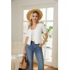 imageGRACE KARIN Cropped Cardigan Sweaters for Women Short Sleeve Crochet Knit Bolero Shrug VNeck Button up TopsWhite