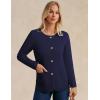 imageGRACE KARIN Sweater Blazers for Women 2025 Casual Button up Cardigan Sweater Open Front Knit Blazer Jacket with PocketsNavy Blue