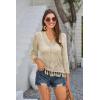 imageGRACE KARIN Womens 34 Sleeve VNeck Boho Hollowed Out Crochet Knit Shrug Lightweight Cardigan Sweater with TasselsApricot