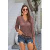 imageGRACE KARIN Womens 34 Sleeve VNeck Boho Hollowed Out Crochet Knit Shrug Lightweight Cardigan Sweater with TasselsFire Brick