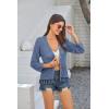 imageGRACE KARIN Womens 34 Sleeve VNeck Boho Hollowed Out Crochet Knit Shrug Lightweight Cardigan Sweater with TasselsGray Blue