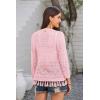 imageGRACE KARIN Womens 34 Sleeve VNeck Boho Hollowed Out Crochet Knit Shrug Lightweight Cardigan Sweater with TasselsPink