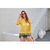 imageGRACE KARIN Womens 34 Sleeve VNeck Boho Hollowed Out Crochet Knit Shrug Lightweight Cardigan Sweater with TasselsYellow
