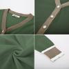 imageGRACE KARIN Womens Cardigan Contrast Color Block Sweaters Lightweight Long Sleeve Cropped Cardigan VNeck Striped ShrugsArmy Green