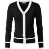 imageGRACE KARIN Womens Cardigan Contrast Color Block Sweaters Lightweight Long Sleeve Cropped Cardigan VNeck Striped ShrugsBlack White