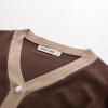 imageGRACE KARIN Womens Cardigan Contrast Color Block Sweaters Lightweight Long Sleeve Cropped Cardigan VNeck Striped ShrugsContrast Brown