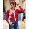 imageGRACE KARIN Womens Cardigan Contrast Color Block Sweaters Lightweight Long Sleeve Cropped Cardigan VNeck Striped ShrugsRed White
