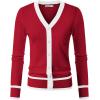 imageGRACE KARIN Womens Cardigan Contrast Color Block Sweaters Lightweight Long Sleeve Cropped Cardigan VNeck Striped ShrugsRed White