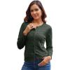 imageGRACE KARIN Womens Long Sleeve Button Up Cable Knit Cardigan Lightweight 2025 Crewneck Button Down Sweaters for WomenDark Green