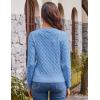 imageGRACE KARIN Womens Long Sleeve Button Up Cable Knit Cardigan Lightweight 2025 Crewneck Button Down Sweaters for WomenLight Blue