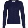 imageGRACE KARIN Womens Long Sleeve Button Up Cable Knit Cardigan Lightweight 2025 Crewneck Button Down Sweaters for WomenNavy Blue