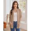 imageGRACE KARIN Womens Long Sleeve Zip Up Knit Cardigan with Pockets Stand Collar Full Zip Sweater Coat LightweightLight Khaki