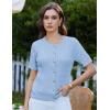 imageGRACE KARIN Womens Short Sleeve Button Up Summer Cardigan Sweater Y2K Cardigan Jacket Runs Big Suggest Size DownLight Blue