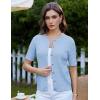 imageGRACE KARIN Womens Short Sleeve Button Up Summer Cardigan Sweater Y2K Cardigan Jacket Runs Big Suggest Size DownLight Blue