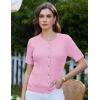 imageGRACE KARIN Womens Short Sleeve Button Up Summer Cardigan Sweater Y2K Cardigan Jacket Runs Big Suggest Size DownPink